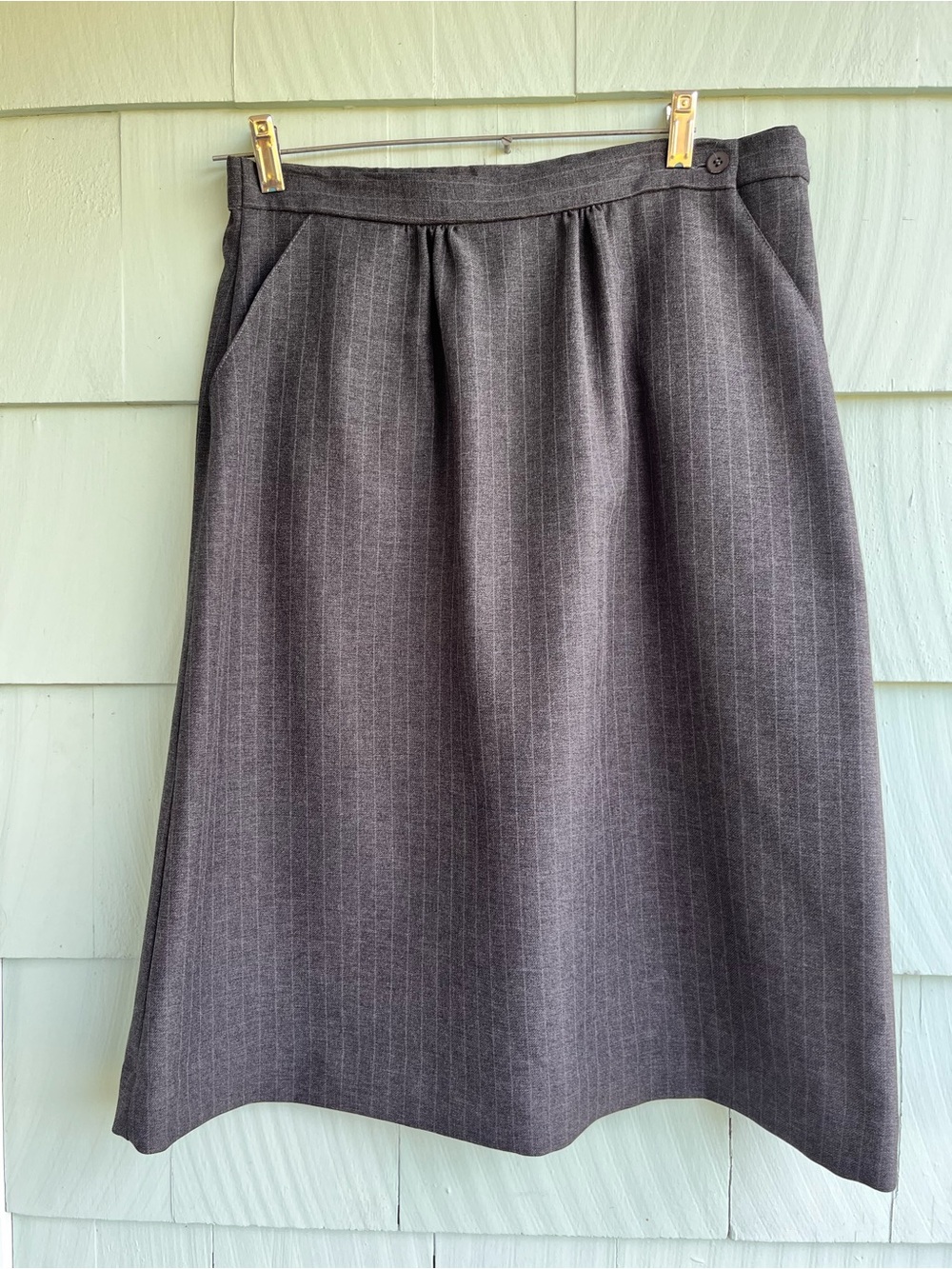 Women's Gray Pinstripe Midi Skirt